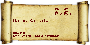 Hanus Rajnald névjegykártya